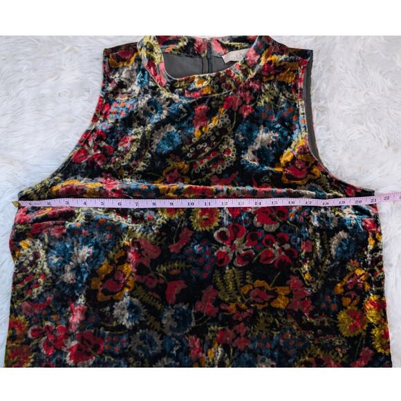 LOFT Velvet Floral Mock Neck Sleeveless Dress Size Large - Picture 8 of 13
